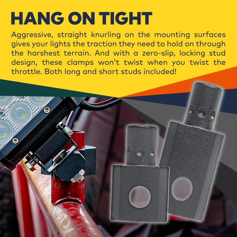 LAMPHUS Off-Road ATV UTV Light Bar Mounts Mounting Bracket Mini Bar Clamp Kits [0.75"/1"/1.25" Inch] [360-Degree] [2 Stud Sizes] [Aluminium] [2 Unit] Bull Bar Roll Bar Clamp Roll Cage Clamps Mount - Image 3